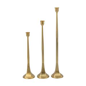 New: Gold Taper Candle Holders - Set of 3