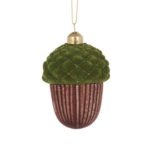 New: Velvet Topped Acorn Bauble