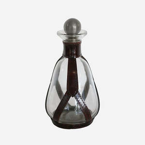 Bar: Glass & Leather Decanter