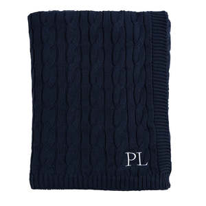 Throws: Cable Knit Navy Throw