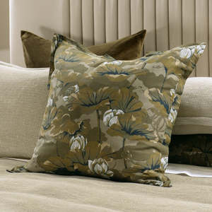 Pillowcases Eurocases: Waterlilly Olive Eurocase Pair