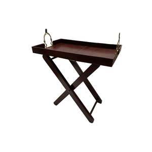 Leather Butlers Tray with Brass Stirrup Handles