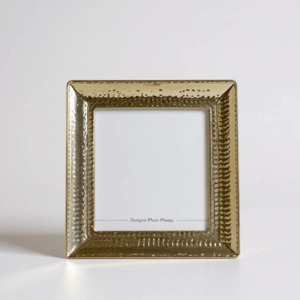 Gold Wide Bordered Hammered Frame 4x4"