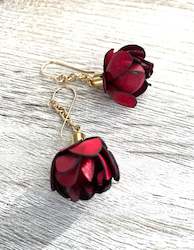 Leather Collection: Red Flower Bud half bloom