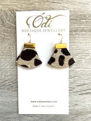 Leather Collection: Cheetah Cowhide Leather Rounded Triangular Dangles