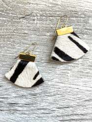 Zebra Cowhide Leather Rounded Triangular Dangles