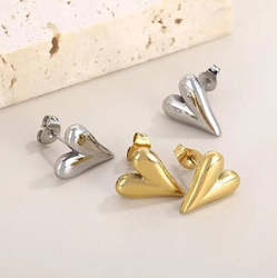 Earrings: Modern Heart Studs