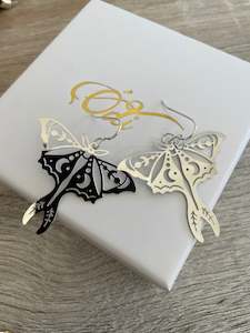 Products: Celestial Moths-Gold-Silver-whimsical Earrings