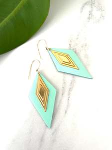 Befallen Leather Collection: Diamond Stack Earrings -Mint