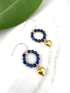 Gemstone Collection: Lapis Circle of Heart Dangles