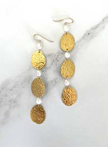 Pearls: Pearl Statement Brass Dangles