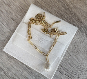 Fresh Water Pearl Paperclip Chain Necklace