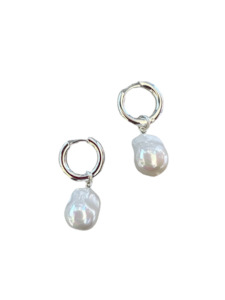 Baroque Pearl Huggie Hoops