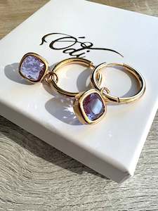 Metals And Pearls: Glass Cushion Hoops Lilac
