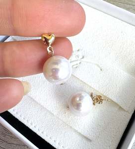 Heart Pearls Stud Dangle- 14k Gold Fill