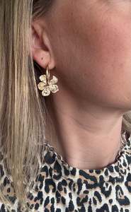 Popular: Luxe Gold Texture Floral Hoops