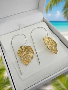 Contrast Statement Monstera Leaf Earrings