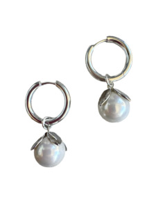 Botanical Pearl Hoops Silver or Gold