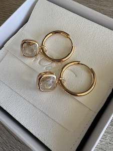 Glass Cushion Hoops Clear Sparkle