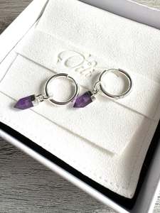 The Odi Edit: Amethyst Point Crystal Hoop Earrings Stainless Steel
