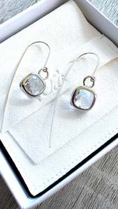 Glass Cushion on Ear Wires in Sterling Silver your choice of colour jewel