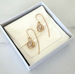 Odi Luxe: Glass Cushion on Statement Ear wires Gold Filled