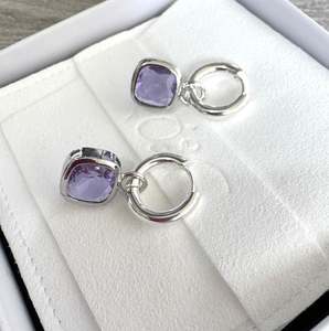 Glass Cushion Hoops Silver/Lilac