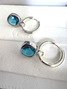 The Odi Edit: Glass Cushion Hoops Silver/Aqua