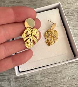 The Odi Edit: Gold Monstera Stud Earrings