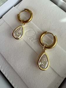 The Odi Edit: Sparkle Drop Tears - Gold Huggie