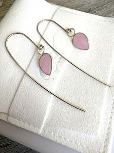 Pink Chalcedony Teardrops on 925 Sterling Silver Statement Ear wires