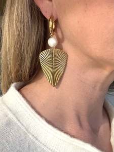 Odi Luxe: Tropical Pearl Palm Earrings Gold or Silver