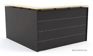 Reception: Knight Cubit Reception Front and Return - Black with Atlantic Oak Top