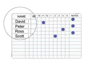 Whiteboards Noticeboards: Staff Indicator WhiteBoards - 600 x 900 (27 Name)