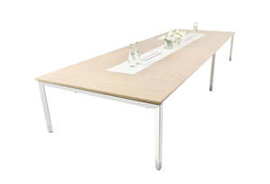 Furniture: Oblique Height Adjustable Boardroom Table with Power & Data Modules - 3600mm