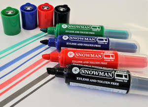 Board Accessories: Snowman Wide Chisel Tip Whiteboard Markers - Box of 12 - Refillable