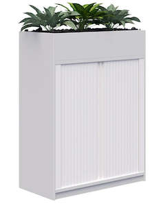 Cabinets: Rapid Tambour Cabinet Planter with Artificial Plants - Locking - 4 Sizes