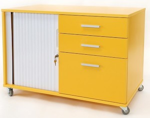 Single Door Tambour Caddy with Drawers