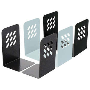 Document Holders Desktop Organisers: Marbig Perforated Steel Book Ends - Set of 2