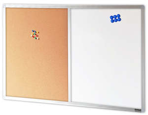 Combination Porcelain Enamel Whiteboard and Corkboard - 10 Sizes
