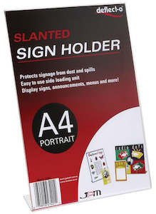 Brochure Holders: A4 Slanted Single Sided Portrait Menu/Sign Holder