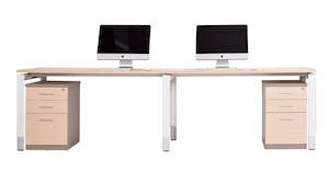 Oblique 2 Person Staight Height Adjustable Desk
