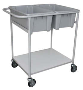 Trolleys: Large Double Plastic Bin & Shelf Trolley