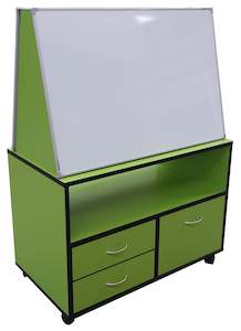 Mobile Teaching Station with 2 Whiteboards and Drawers