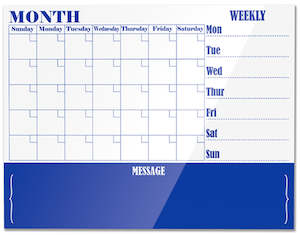 Monthly Planner Glass Writing Board with White Back