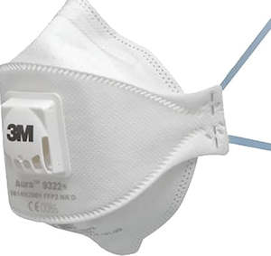 Masks Respirators: 3M Respirator Aura 9322A+ Flat Fold Standard White P2 - Pack of 10
