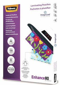 Business Machines Accessories: Fellowes A4 80 Micron Gloss Laminating Pouches - Pack of 100 Sheets