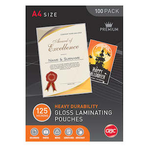 GBC Signature A4 125 Micron Gloss Laminating Pouches 100Pk