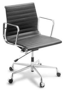 Eames Replica Classic Midback Executive Chair in Black Leather