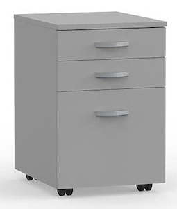 Storage: Eko 3 Drawer Desk Mobile in Silver - Non-locking